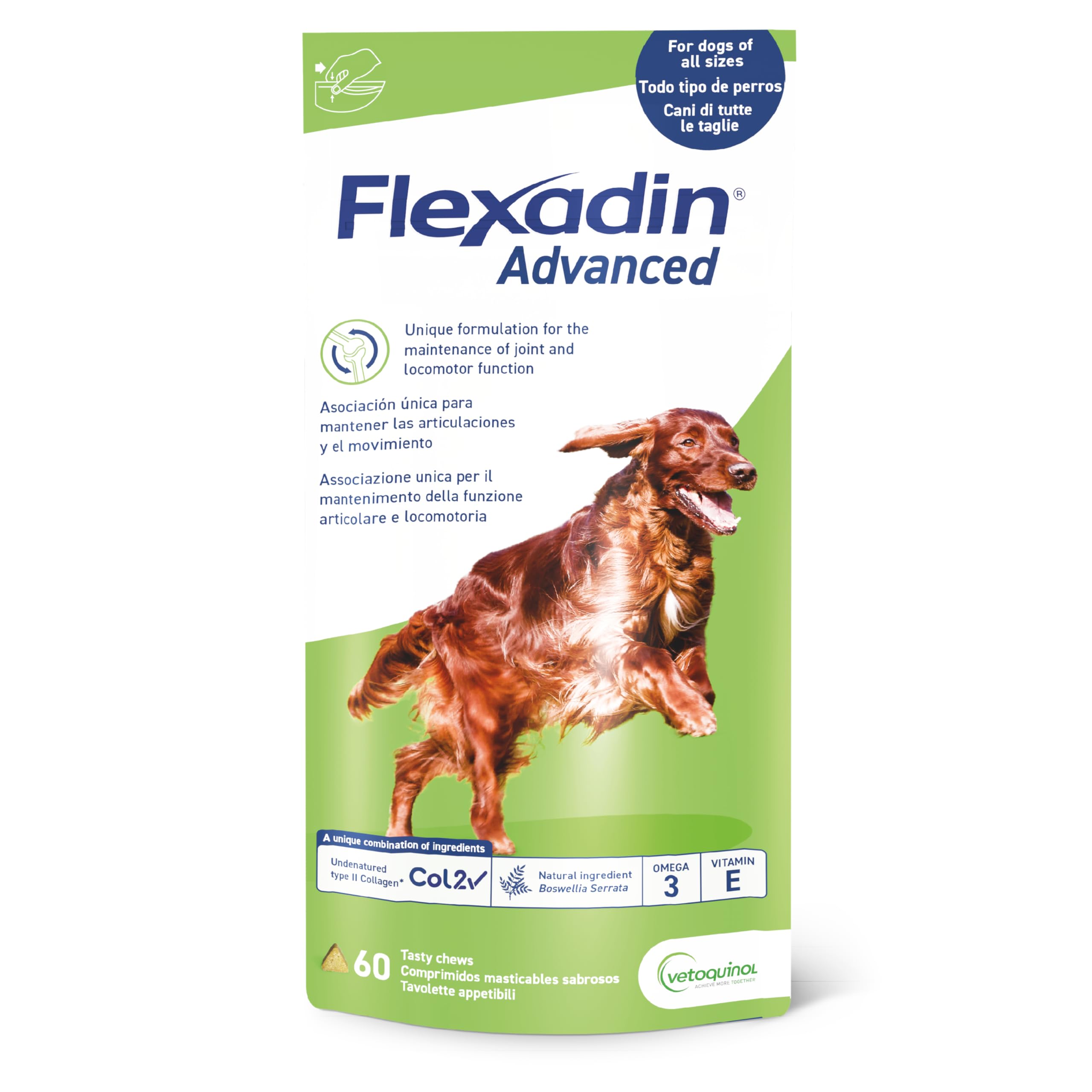 Flexadin Advanced Joint Care Supplement for Cats containing Collagen, Manganese, Methionine, Omega 3 & Vitamin E/Promoting long-term joint health through scientifically proven ingredients / 60 chews