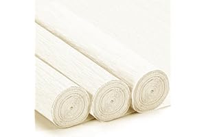 VNAKER Crepe Paper Rolls, 17 Inch x 98 Inch, 3 Rolls - Heavy Duty Papel Crepe, White Cream Crepe Paper - for Flowers, Mother's Day, Valentine's Day, Birthdays, Weddings, DIY (White Cream)
