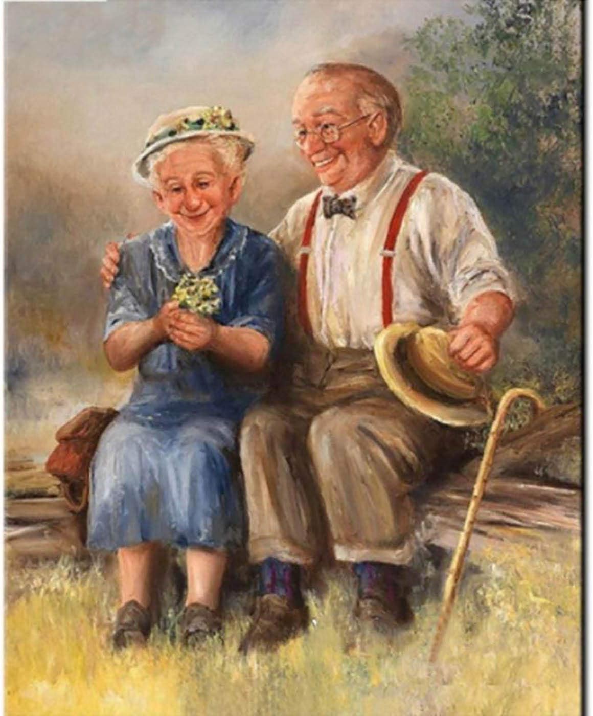 5D Diamond Painting Old Couple, Kaliosy Full Drill by Number Kits Paint with Diamonds Arts DIY Home Living Room Wall Decor Craft 16x20 inch K2-103 (X12607)