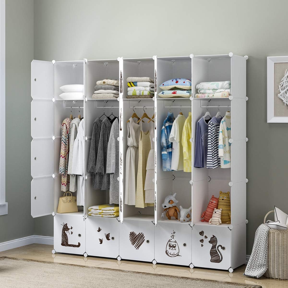 Kousi Kid Clothes Storage Organizer Baby Dresser Kid Closet Baby Clothes Storage Cabinet For Kids Room Baby Wardrobe Toddler Closet Childrens Dresser 18 Deep Black 10 Cubes 5 Hanging Sections Furniture Home Kitchen Brilliantpala Org