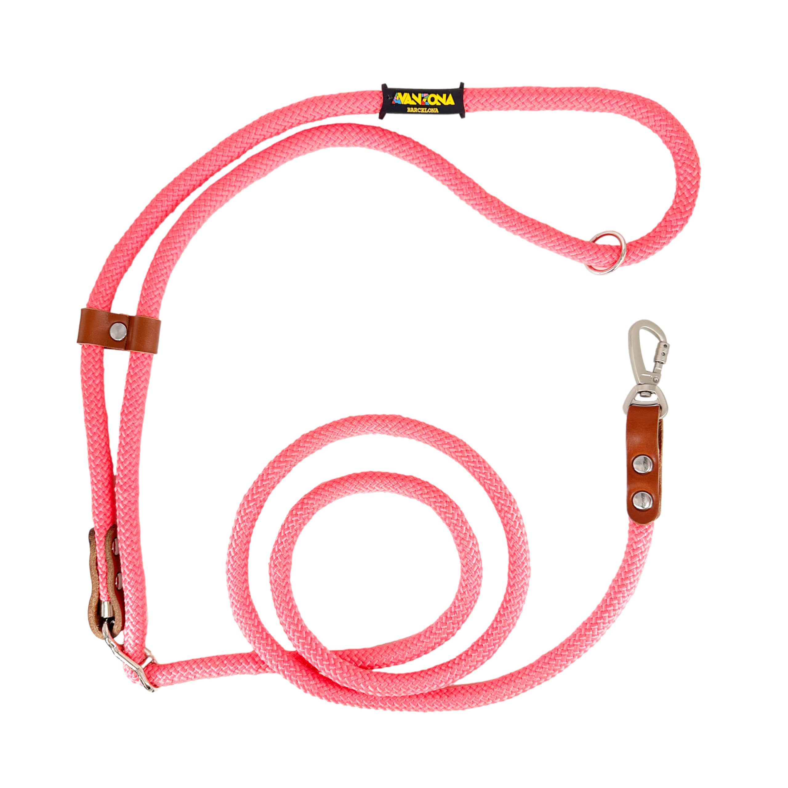 Dog Leash, Hands-Free, Adjustable, Handmade in Spain, for Small, Medium and Large Dogs. Pink & Cognac. — image 1