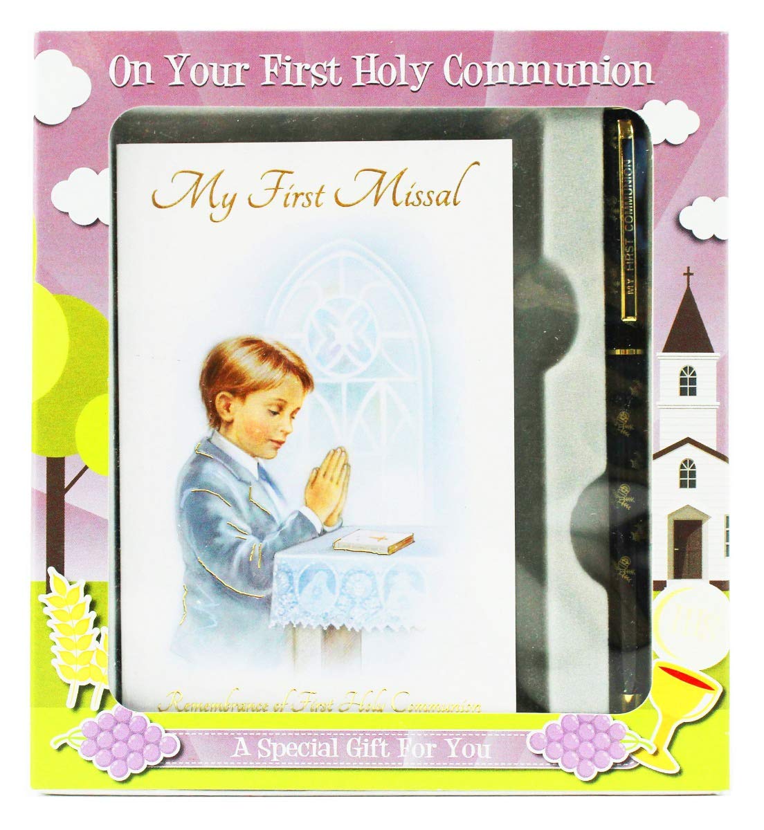 Boys First Holy Communion My 1st Missal Prayers Book and Pen Gift Set Keepsake
