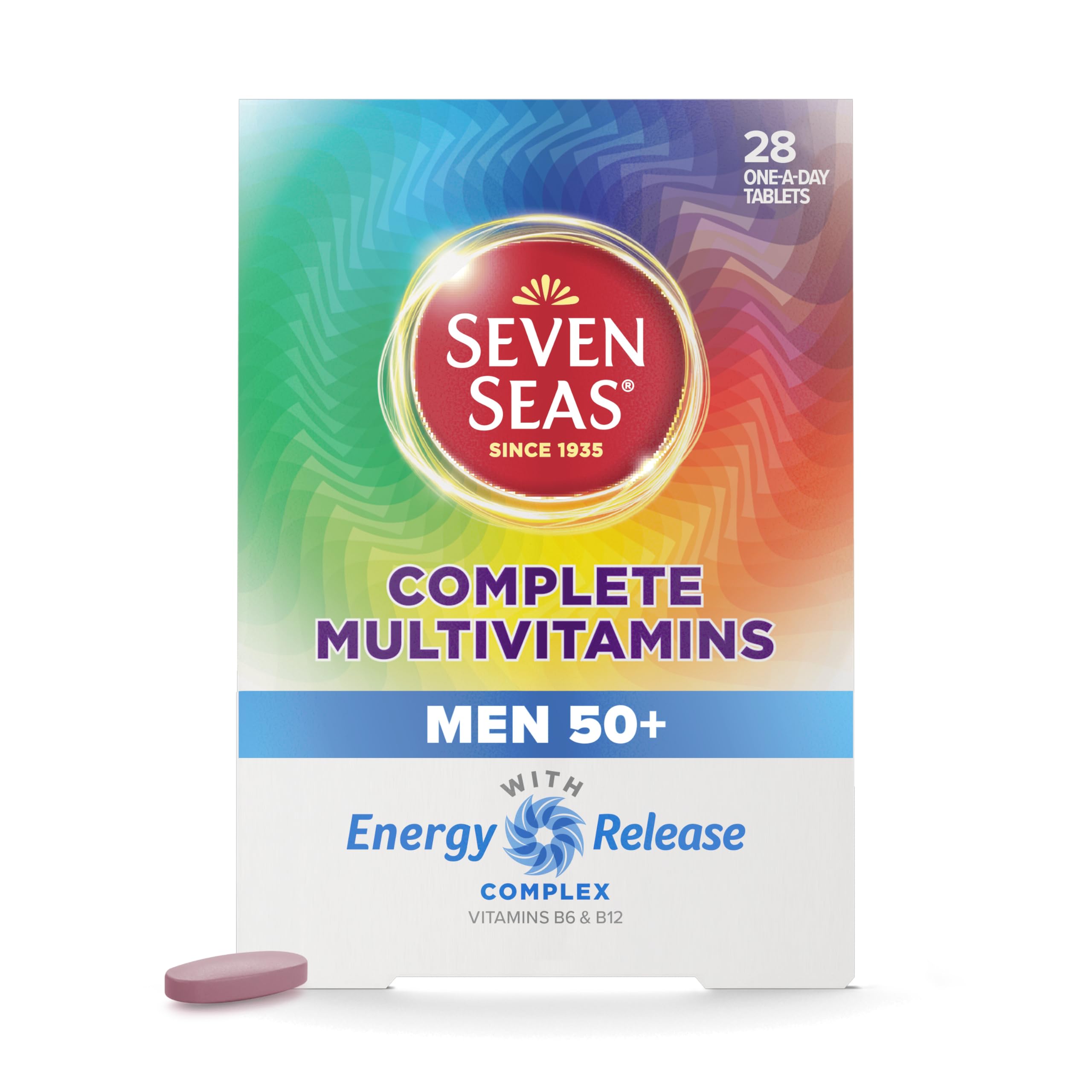 Seven Seas Complete Multivitamins For Men 50+, Energy Release Complex, 28 Tablets Tailored For Daily Health Maintenance, Vitamins & Minerals, 7 Key Benefits, Blend With Vitamin B6 & B12, D & Zinc