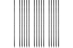 EUOKOK Ground Rebar Stakes 48 Inch 1/2 Inch Diameter Heavy Duty Metal Spikes with Chisel Point End Landscpe Timber Spikes Concrete Stakes for Garden Camping Plant Support, Black Coated (16 Pcs)
