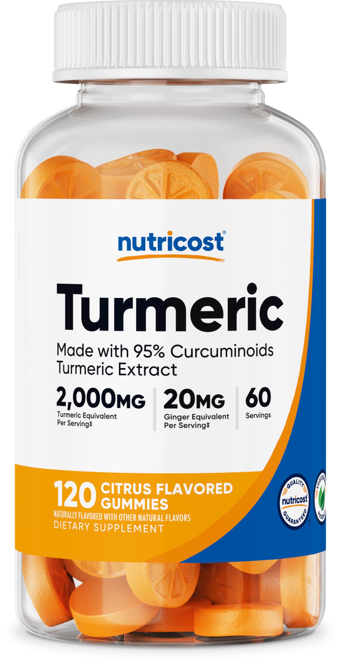 Gomitas de cúrcuma Nutricost 2000 mg de cúrcuma por porción (120 gomitas) - 60 porciones