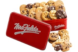 Mrs. Fields 24 Nibblers Bite-Sized Cookies Signature Tin - Assorted with 24 Nibblers Cookies in 4 Classic Cookie Flavors