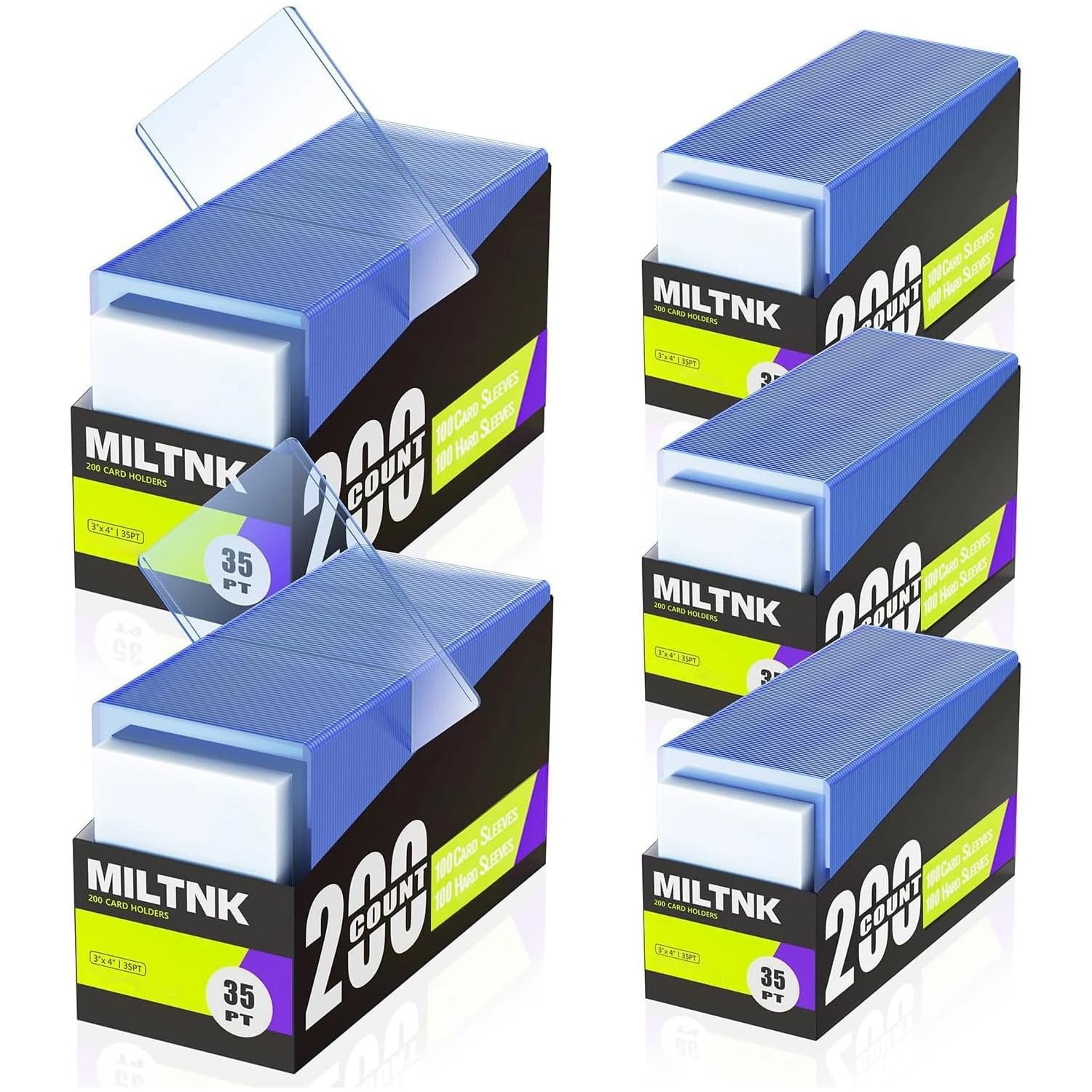 Photo 1 of 1000 Pack Hard Card Sleeves, Plastic Card Sleeves, Baseball Sports Trading PKM Cards Holder Protectors (500 Hard Sleeve + 500 Soft Sleeve)