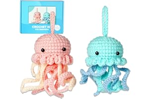 MISUMOR Crochet Kit for Beginners -2 PCS Jellyfish Animals Starter Crochet Accessories with Crochet Hook Step-by-Step Instructions and Video Tutorials