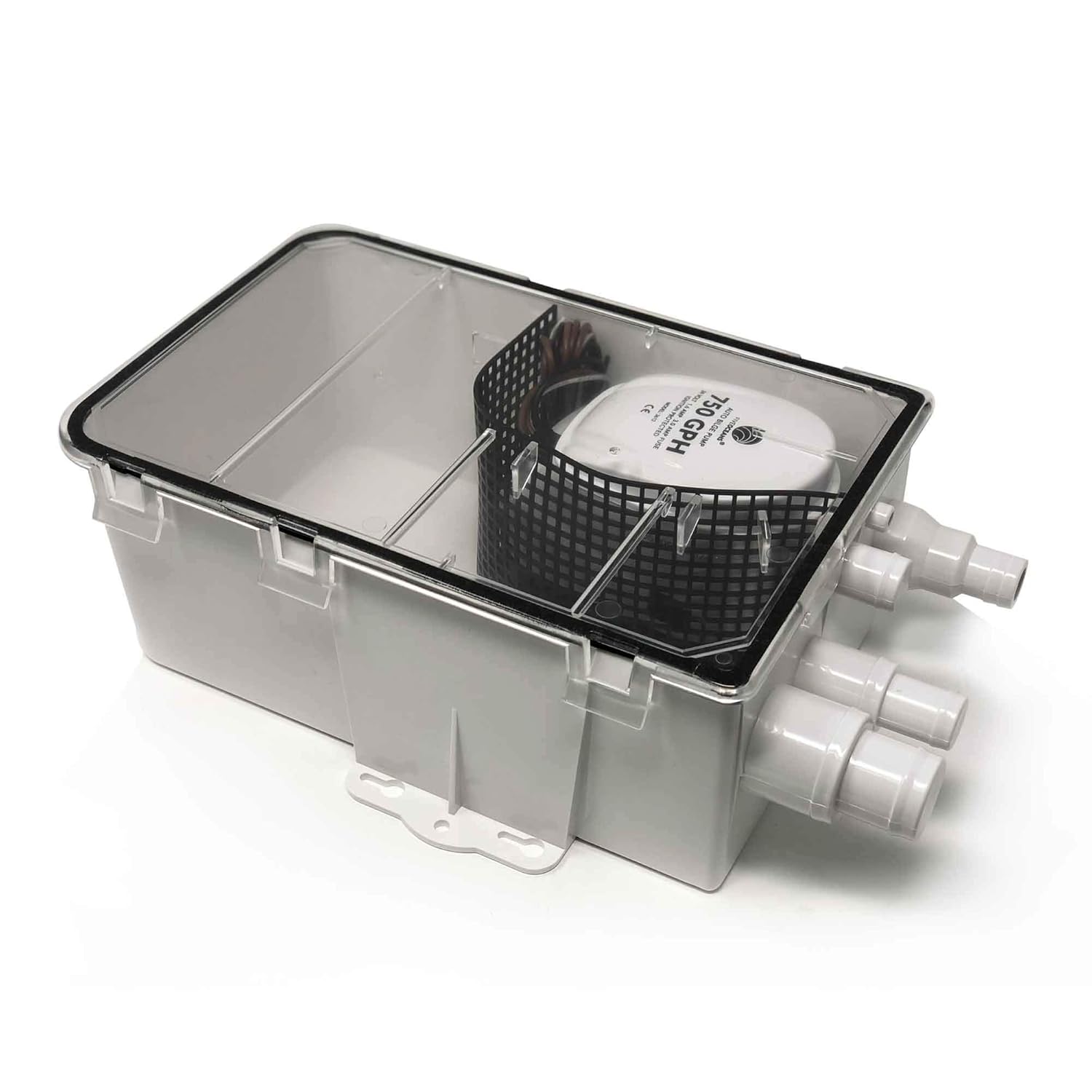 Shower Drain Sump System w/Bilge Pump for Boats, RVs (12VDC 750 GPH