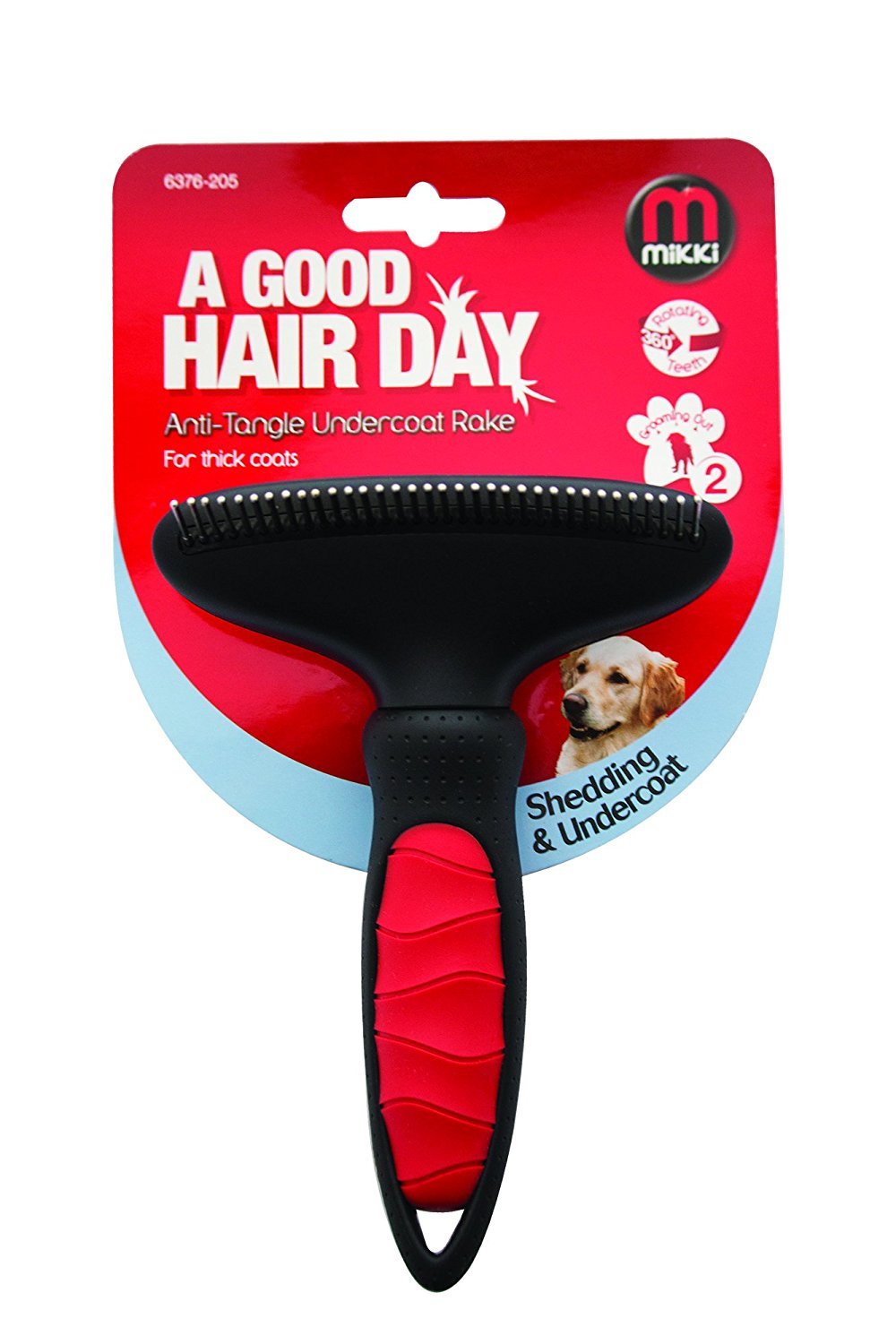 Mikki Dog, Puppy Grooming Anti Tangle Rake - Dematting Tool Removes Knots, Tangles and Matts - Large