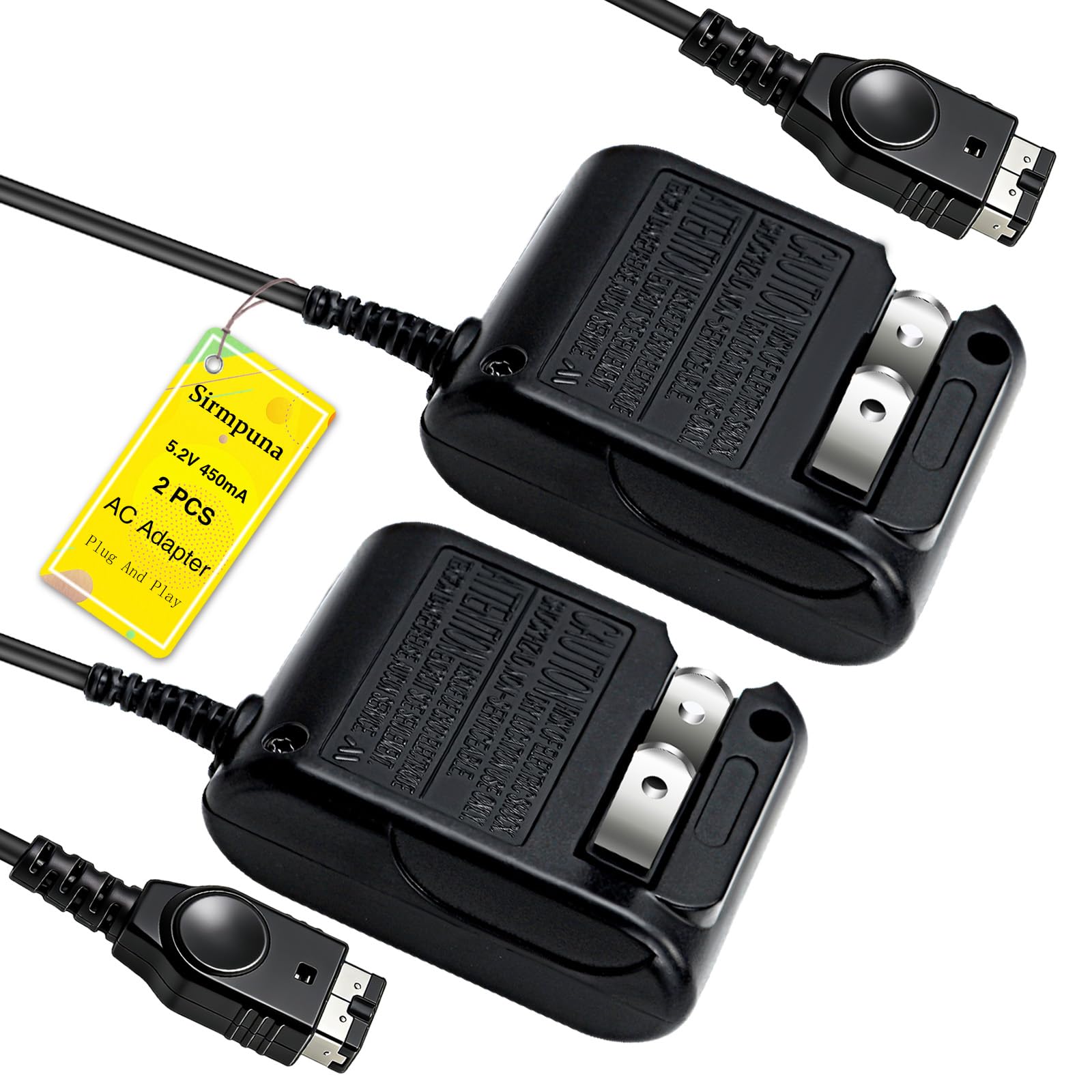 Sirmpuna 2 Pack Charger for Gameboy Advance SP, AC Adapter Cable Compatible with Nintendo DS/GBA SP Systems, Portable Travel Wall Charger Power Cord, Voltage 100-240V, 5.2V 450mA Output