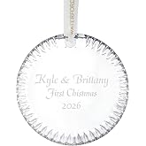 Waterford Engraved Limited Edition Round Disc Ornament, 3" | Personalized with Custom Engraving for Couples, Wedding, Anniversary, Babys First Christmas 2026