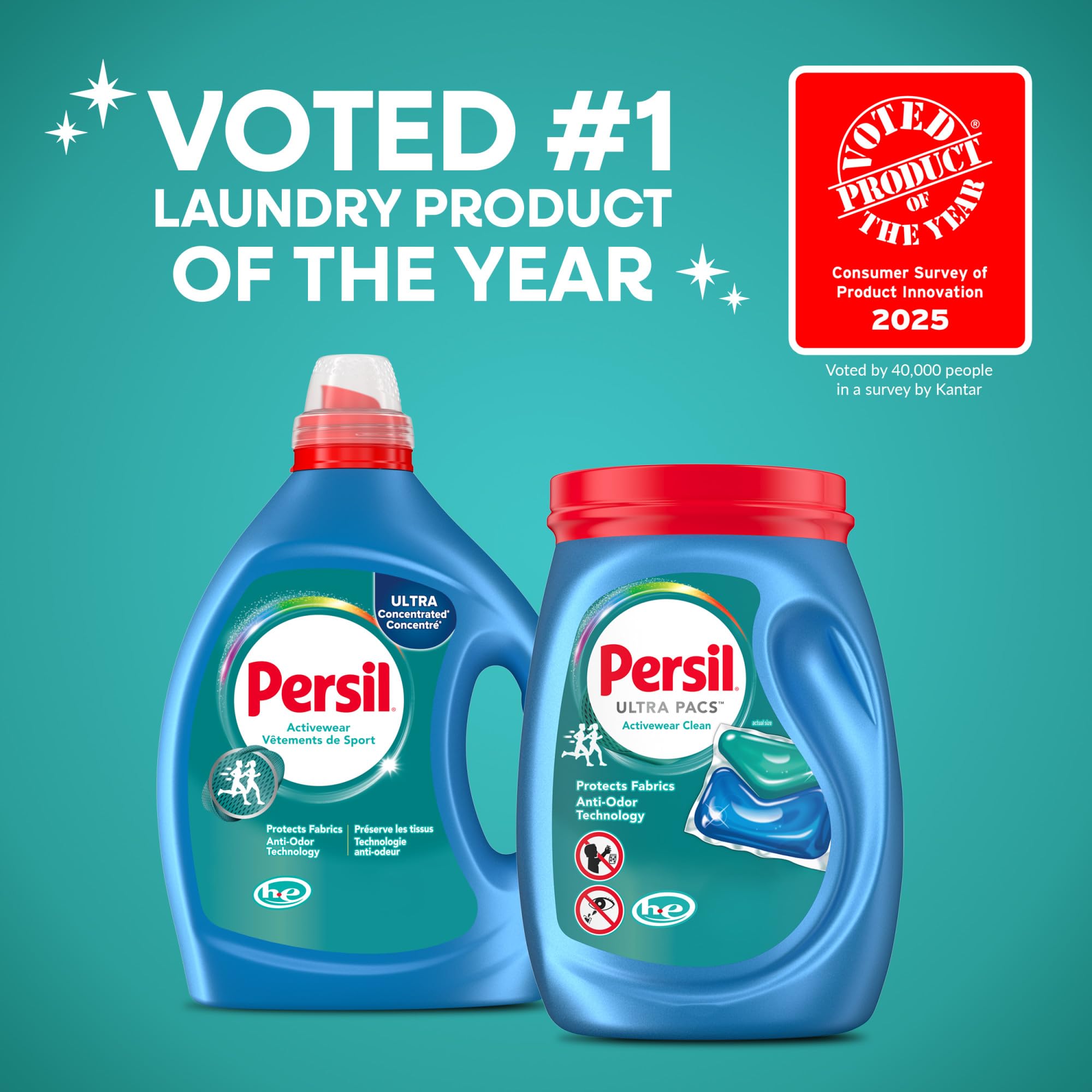 Persil Activewear Clean, Liquid Laundry Detergent, High Efficiency (HE), Deep Stain Removal, 2X Concentrated, 82.5 fl oz, 82 Loads, (Packaging May Vary)