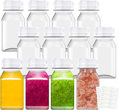 HXC 12-Pack 4oz/120ml Juice Bottles with Lids PET Plastic Reusable