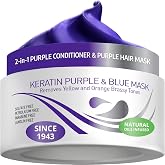 VITAMINS hair cosmetics Keratin Purple Hair Mask - Blue Hair Mask Deep Conditioner Treatment - Blonde Toner to Neutralize Brassiness in Brassy Blonde, Silver, White, Gray &amp; Brown Locks