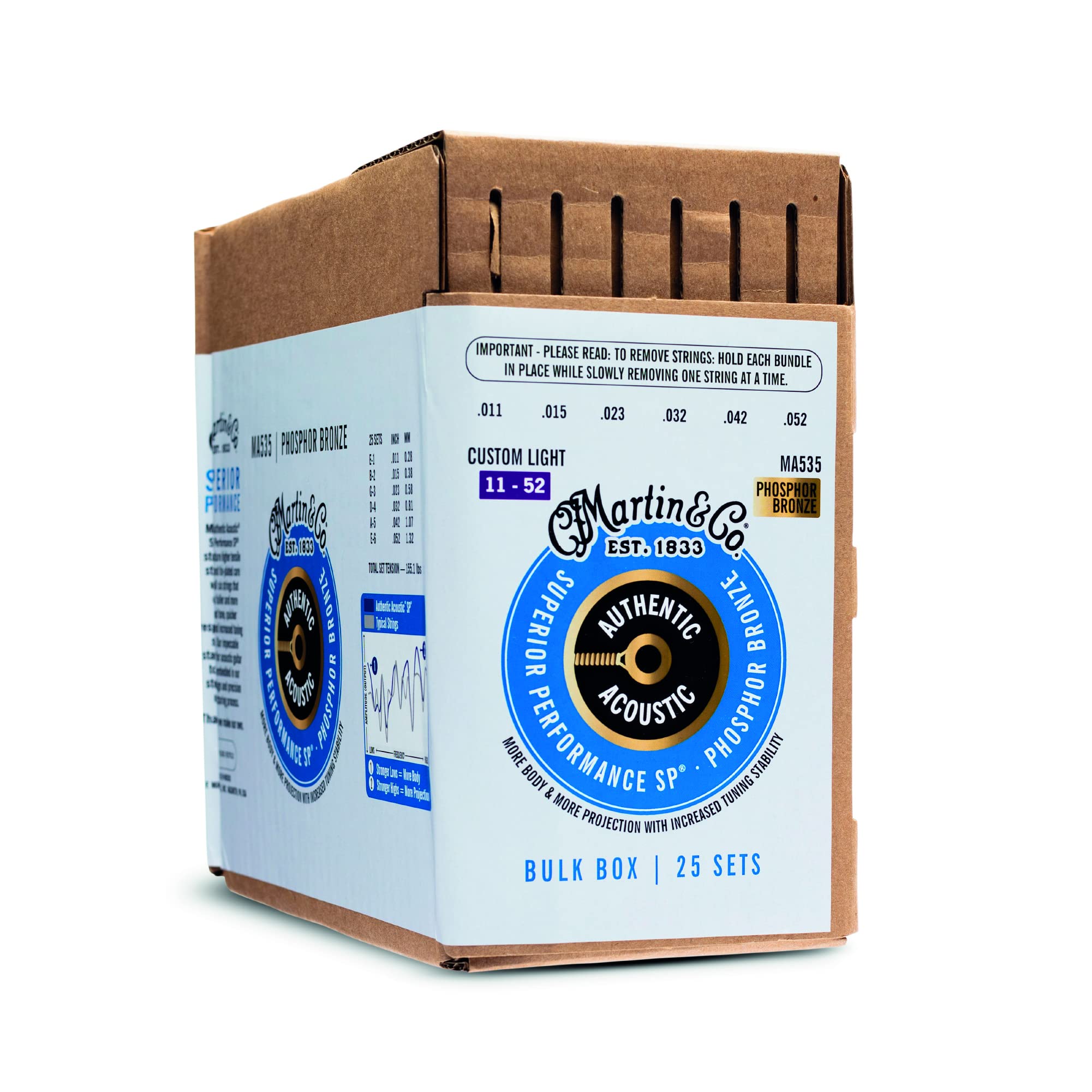 Martin Strings - Authentic Acoustic SP Phosphor Bronze Custom Light 11-52 - 25 Sets