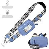 Tiostep Clip and Go Strap for Phone with Wallet Crossbody Phone Lanyard with Anti-Theft Zipper Pouch Detachable Quilted Wrist Wallet with RFID and ID Window for Daily Travel.