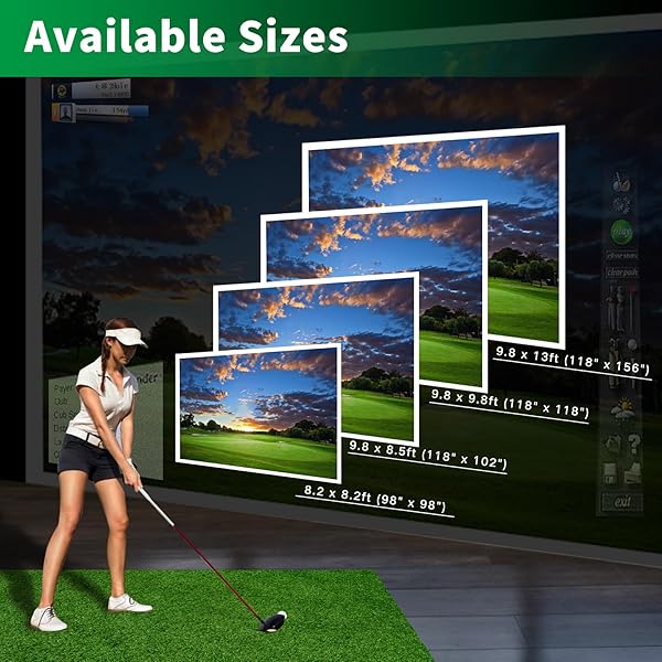 DURBLES GOLF SIMULATOR IMPACT SCREEN – PREMIUM TRIPLE LAYER LAUNCH MONITOR PROJECTOR WITH HD VISUALS FOR INDOOR PRACTICE, ENCLOSURE AND NET – HITTING SCREEN WITH GROMMETS & BUNGEE CORDS