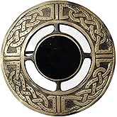 AAR Men's Kilt Brooch Pin Stones Scottish Fly Plaid Celtic Antique Plated Norse Vintage Jewelry (Black)