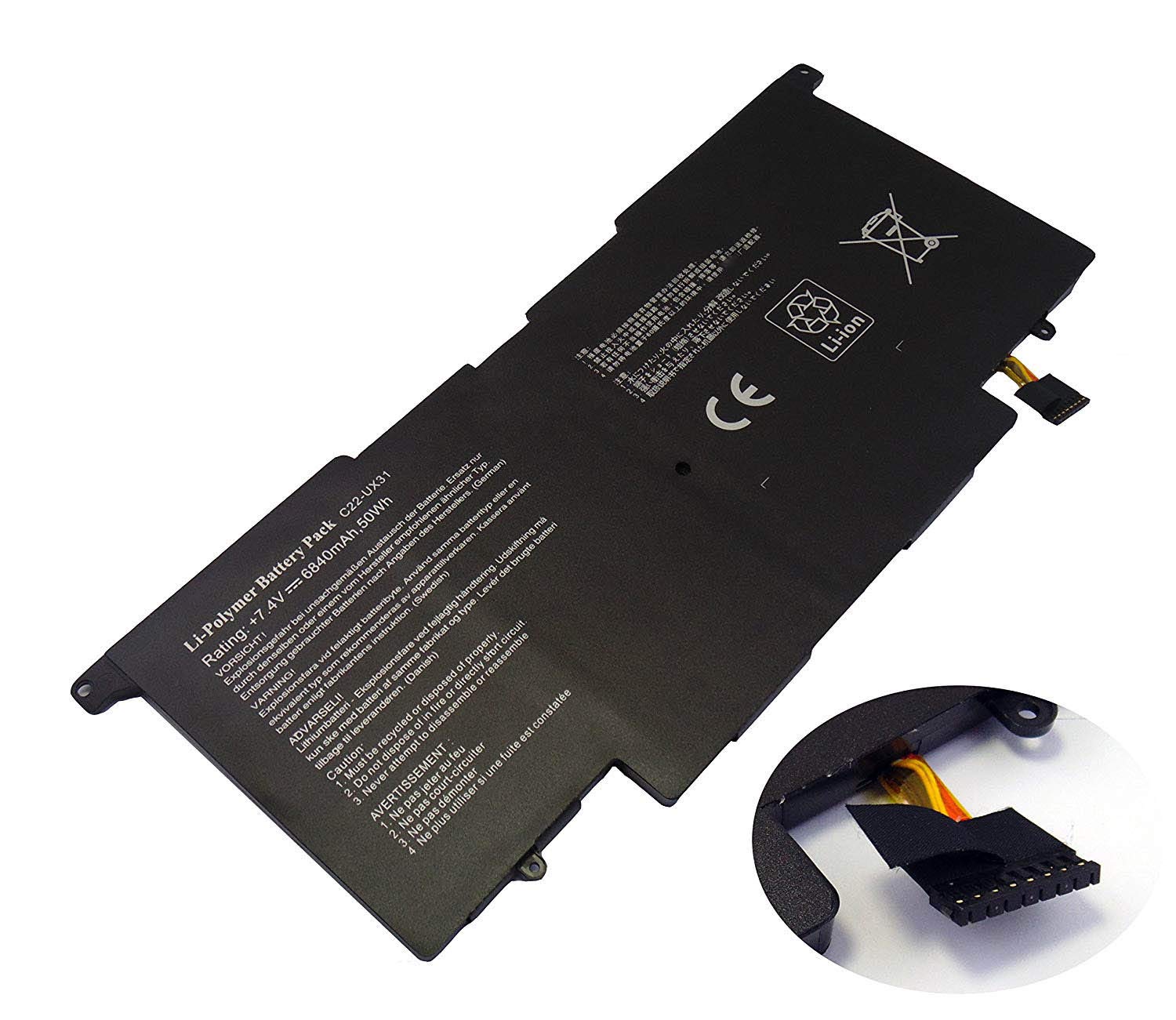 C21-UX31 C22-UX31 C23-UX31 Laptop Battery Replacement for Asus (Zenbook) UX31A UX31E UX31 UX31A-R4004H UX31E-DH72 UX31KI3517A Ultrabook(7.4V 6840mAh 50Wh)