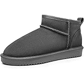 DREAM PAIRS Ankle Winter Mini Boots for Women Genuine Suede Faux Fur Lining Water Resistant Warm Snow Boots Slip On Memory Foam Comfort Booties FuzzyClassic