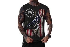 Mainfini Men American Flag Tank Top Muscle Graphic Gym Workout USA Sleeveless Tee Shirts (S-3XL)