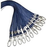 50 Pcs Lanyards Navy Blue Lanyard for Id Badges Nylon Lanyard Bulk Clip Swivel Hook for Office Id Badges Key Chains