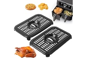 Air Fryer Grill Pan for Ninja Foodi DZ090/DZ201/DZ100（US）AF300（UK）6-in-1 7.6L Dual Zone Air Fryer, 2-Pack Replacement Crisper
