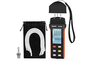 Manometer Air Pressure Meter, WapoRich Dual-Port HVAC Gas Pressure Tester ±30Psi/206.8Kpa ±0.3% with 11 Selectable Units of Differential Pressure Gauge, Backlight and Data Record