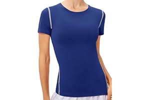 Clilopoal 1 or 3 Pack Women's Compression Shirt Short Sleeve Workout Tops Dry Fit Athletic Baselayer Yoga Gym Basic T-Shirts