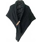 Fuxiqar Drape Shawl Wrap with Buckle Closure, Winter Knit Wrap for Everyday Wear, Dining, Travel & Casual Outfits