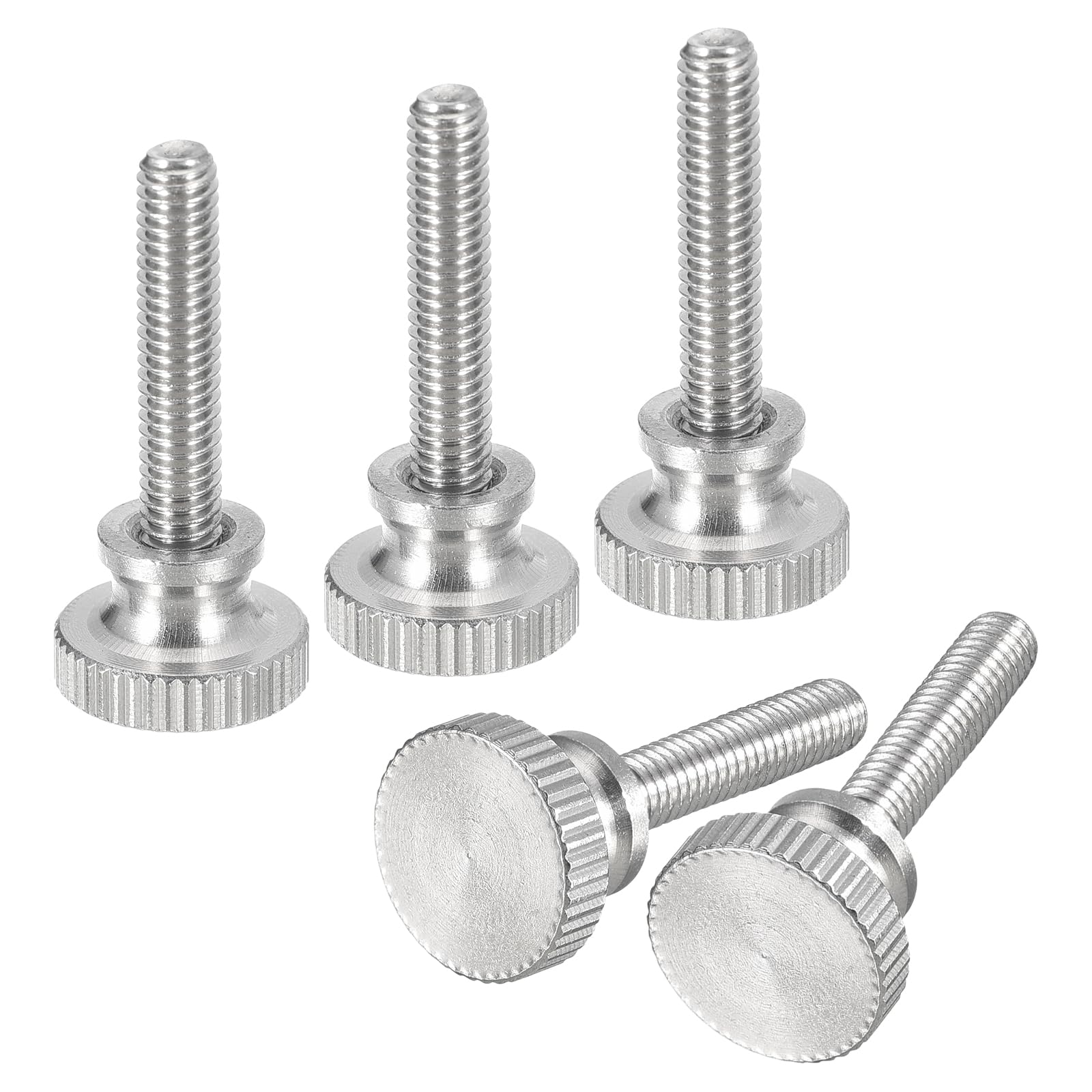 Photo 1 of uxcell M4x20mm Knurled Thumb Screws, 5pcs 304 Stainless Steel Flat Knurled Head Thumb Screws Bolts with Shoulder Grip Knobs Fasteners