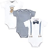Hudson Baby Infant Boy Cotton Bodysuits, Gentleman Bear Suspender, 0-3 Months