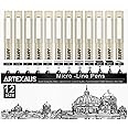 Micro Fineliner Drawing Art Pens, Fineliner Pens, 12 Assorted Sizes, Drawing Pens for Artists, Waterproof Archival Ink Pens, Art Supplies for Adults Sketching, Calligraphy,Technical Illustrators.
