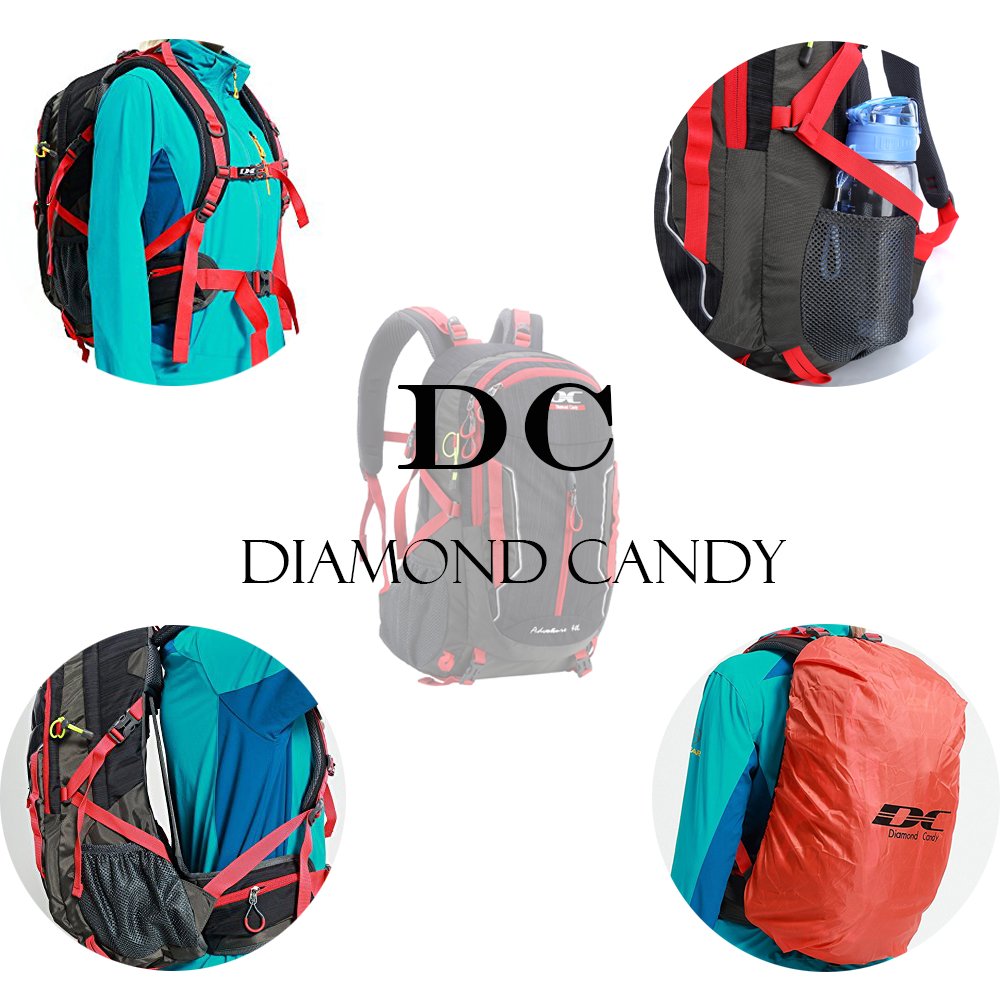 Outdoor Ultralight Waterproof Sport Backpack - Diamond Candy Trekking Rucksack with Rain Cover for Mountaineering Hiking Camping Travel Multi-functional Daypack