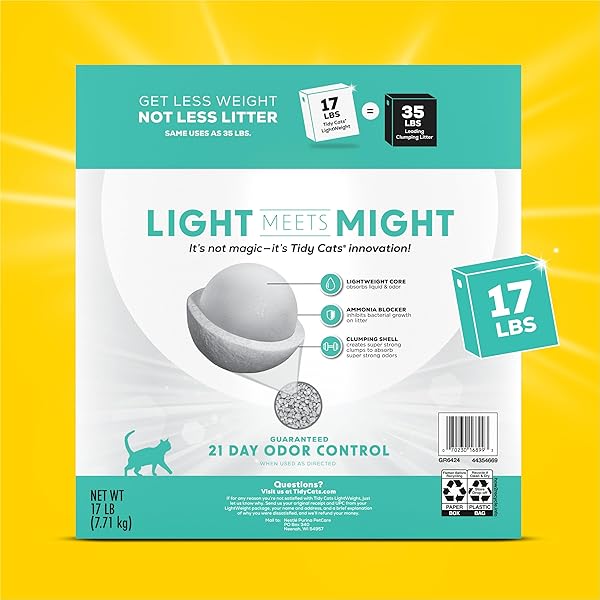 PURINA TIDY CATS LIGHTWEIGHT FREE AND CLEAN UNSCENTED, MULTI-CAT, CLUMPING, 99.9 PERCENT DUST FREE CAT LITTER – 17 LB. BOX
