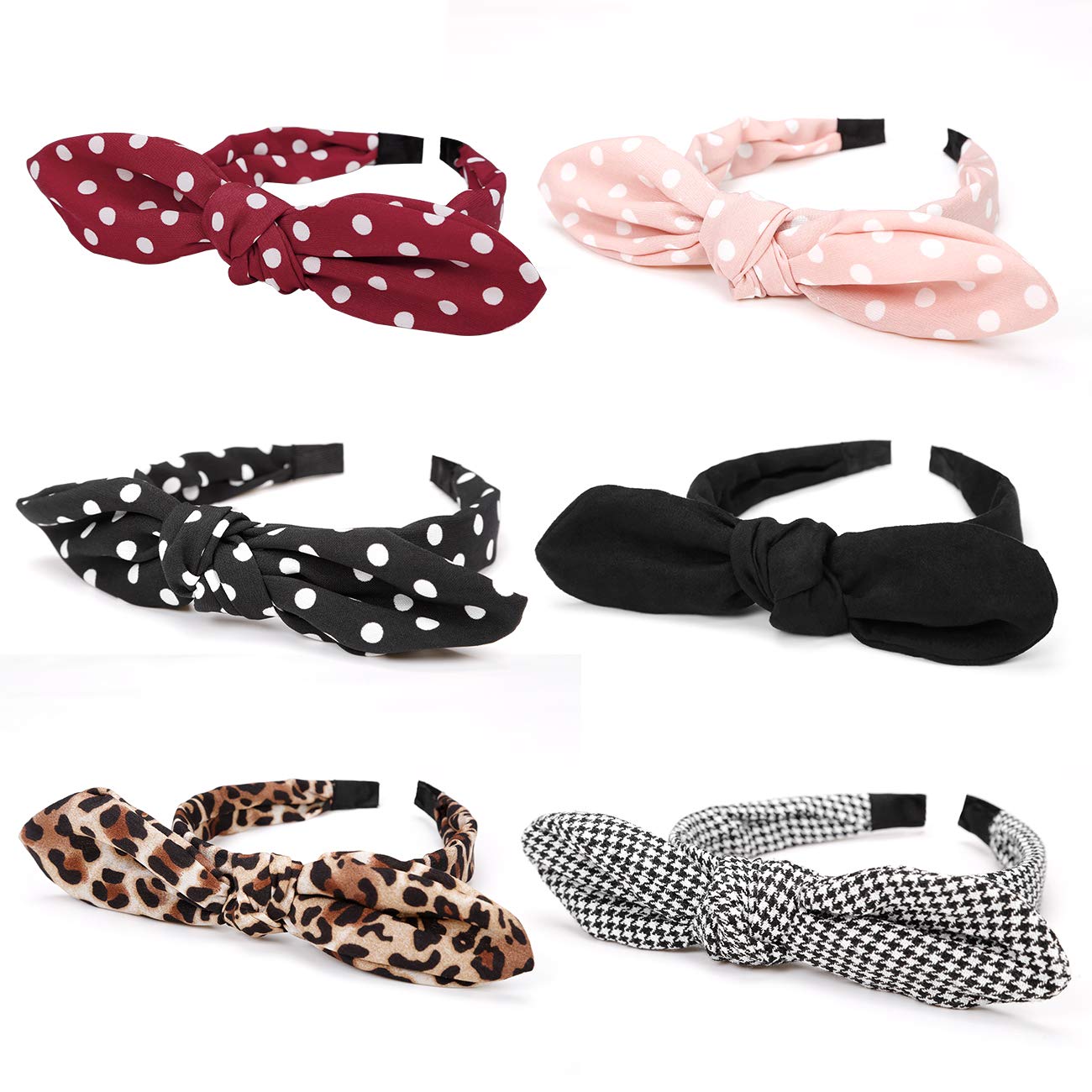 Huachi Bow Headbands for Girls Women Cute Turban Headwrap Polka Dot Vintage Plastic