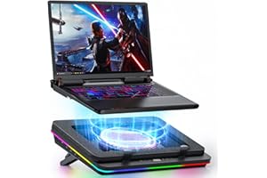 IETS GT600 RGB Laptop Cooling Pad Equipped with Gigantic Turbo-Fan（5.5inch Diameter）,Sealed Foam for Rapid Cooling Gaming Lap