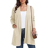 BELAROI Womens Plus Size Cardigan Long Sleeves Fall Sweaters with Pockets Lightweight Jacket Open Front (1X-5X)