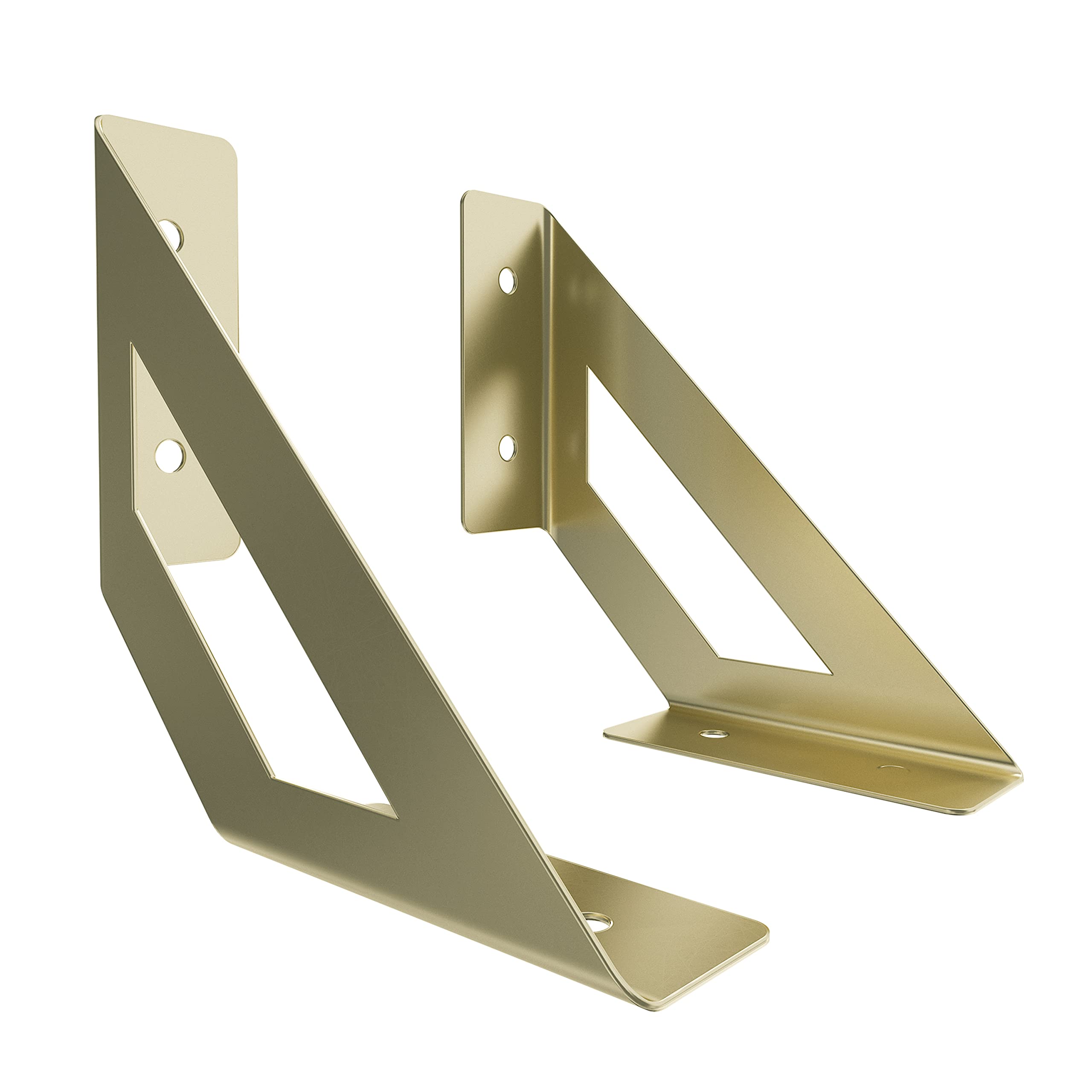 Sossai Set of 2 GSHR Truss Shelf Brackets, 120 x 120 mm, Steel, Wall Brackets, Shelf Brackets for Shelf, Gold, Decorative Design — image 1
