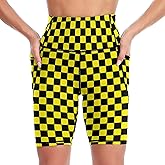 DROEYROEST High Waist Knee Length Biker Shorts Women Tummy Control Workout Yoga Running Leggings with Pockets