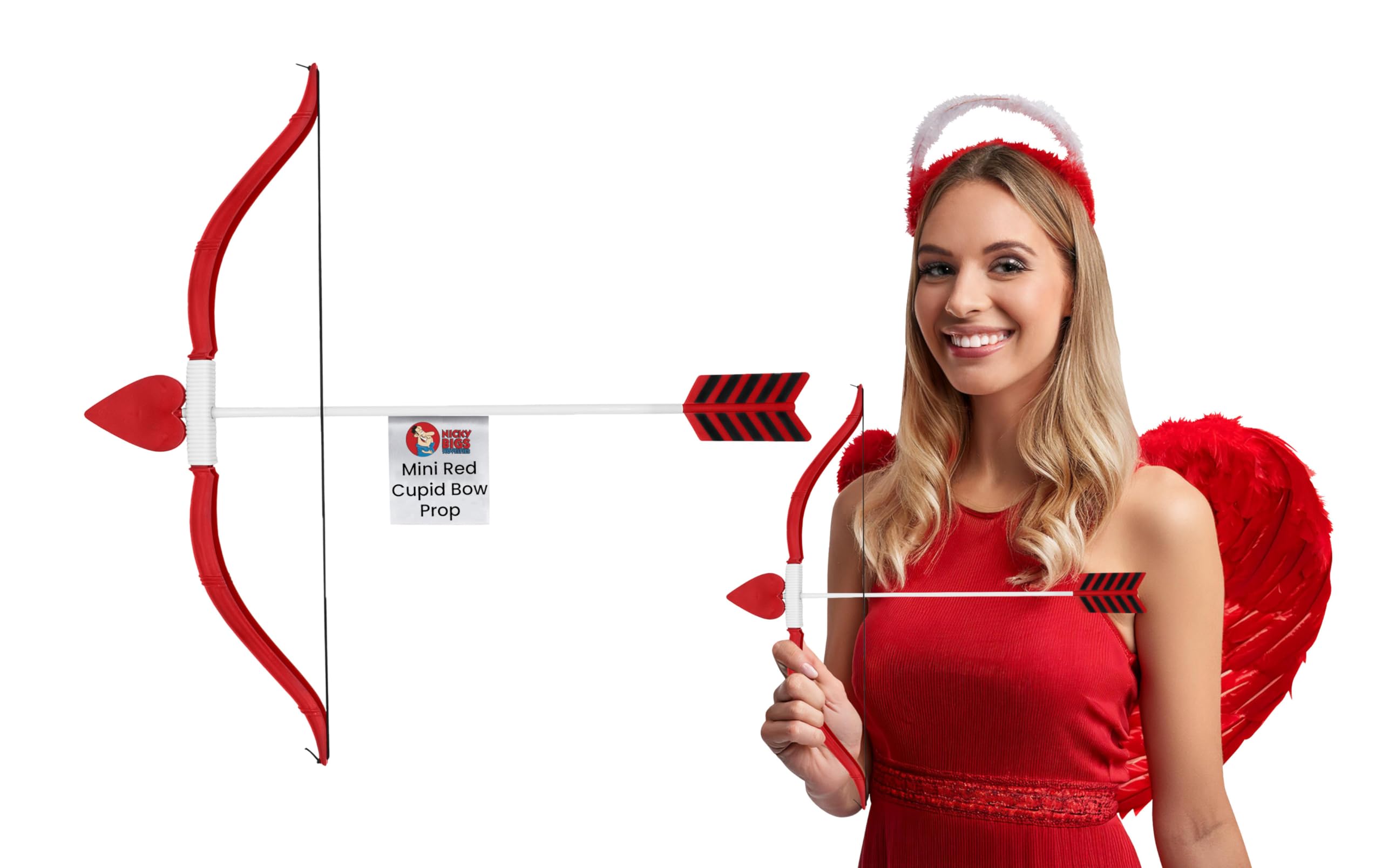 Photo 1 of *MINOR DAMAGE - Tip on the bow cracked*
Nicky Bigs Novelties Unisex Mini Cupid Bow and Arrow Set. Mini bow and arrow cupid costume accessories for Women, Valentine's Day props.
