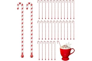SiliFine 30 Pcs Christmas Drink Stirrers Xmas Stir Stick Holiday Coffee Swizzle Stick Reusable Plastic Hot Cocoa Bar Chocolate Decoration Cocktail Mixer(Candy Cane,Red and White)