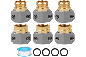 GARDEASY 3PCS Garden Hose Repair Kit, Zinc and Aluminum Male and Female Hose End, Suitable for 3/4 Inch and 5/8 Inch Garden Hoses (3Female+3Male)