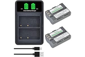 Tectra 2-Pack High Capacity EN-EL3e Battery and LED Dual Charger for Nikon D50, D70, D70s, D80, D90, D100, D200, D300, D300S,