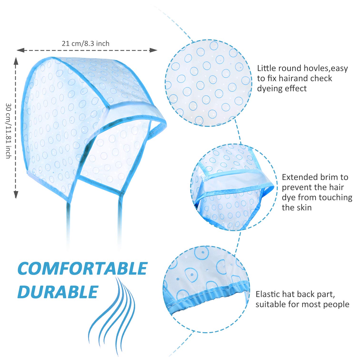Hair Coloring Kit, Include 12 Pieces Disposable Hair Highlight Cap Tipping Cap Hair Coloring Highlight Dye Cap with 2 Metal Hooks, 3 Dye Brush and 20 Pairs Dye Gloves for Salon Home (Blue) : Beauty