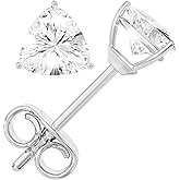 Moissanite Stud Earrings, 0.5ct-3ct D Color VVS1 Clarity Moissanite 14K White Gold Plated Sterling Silver Imitation Diamond Push Back Earrings For Women