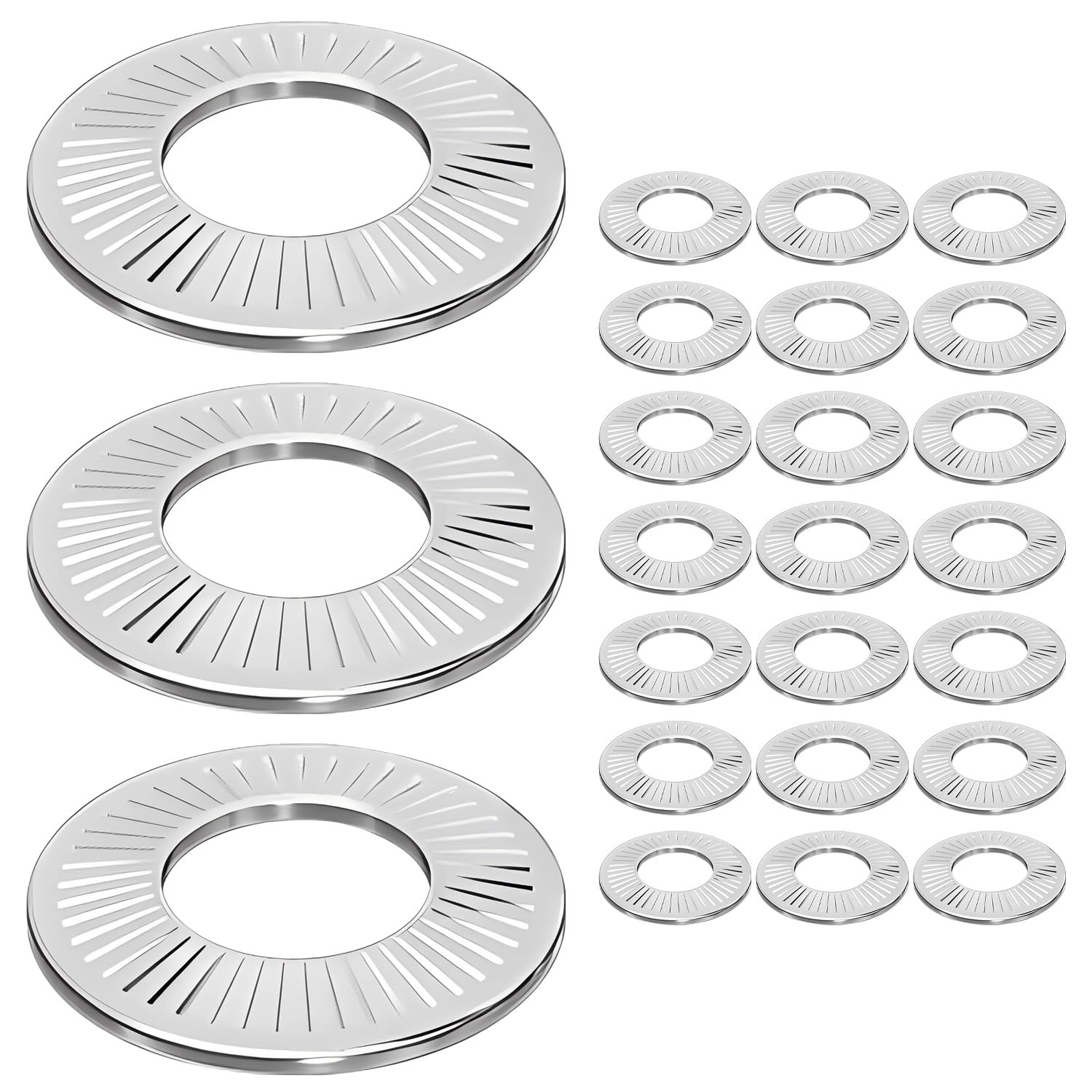 Ctyjia 25 PCS Butterfly Flat Washers, 304 Stainless Steel Gasket, Knurled Spring Washers, M5 Washers, Locking Flat Washers, for Tightening Screws, Bolts, and Nuts