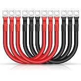 Linkstyle 6PCS 2 AWG 12 Inch Battery Cables, 30CM 2 Gauge Pure Copper Power Inverter Wire with 5/16" Lugs Terminals, for Auto