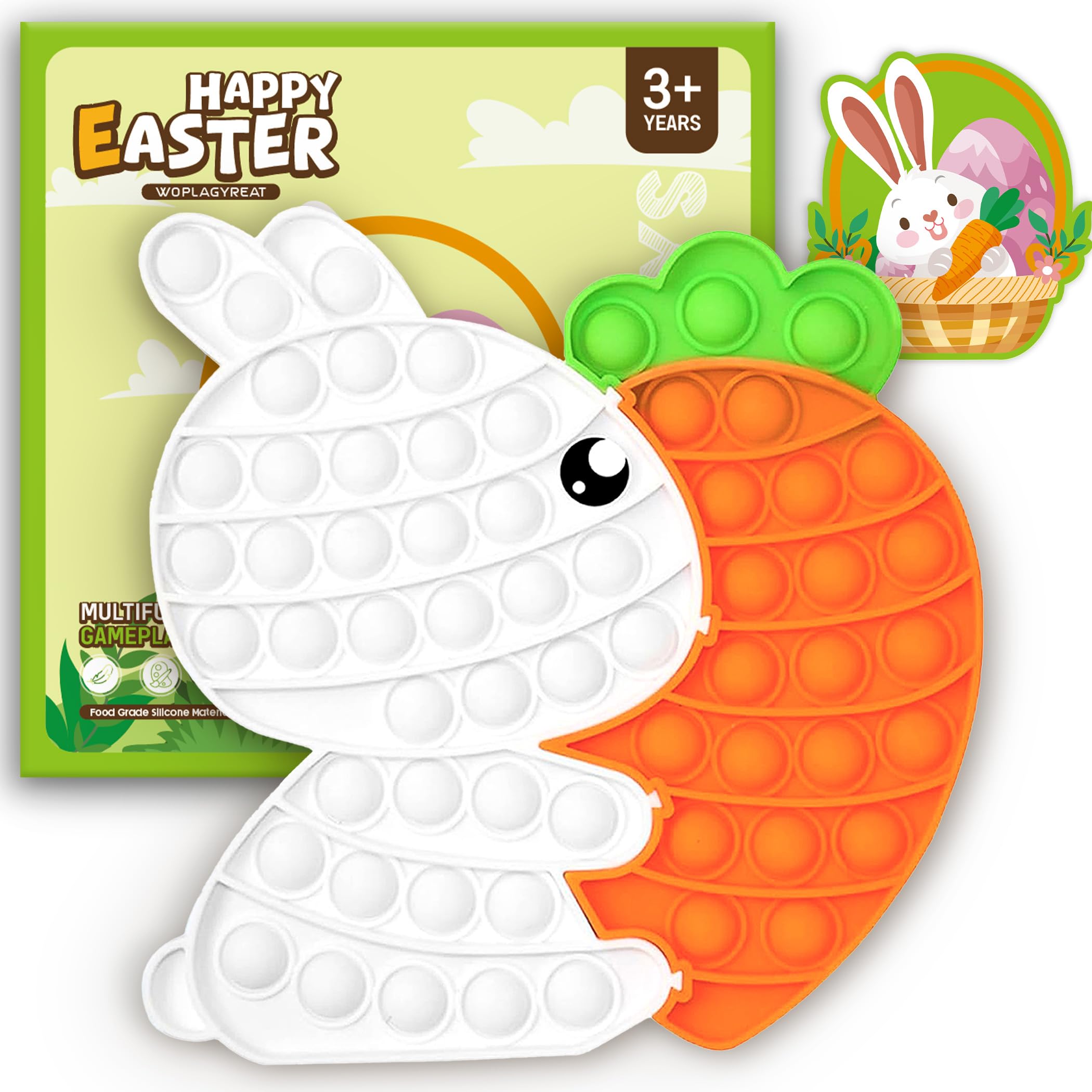 Easter Fidget Toys, Bunny Carrot Easter Basket Stuffers for Kids Toddler,Puzzle Bubble Sensory Popper Stress Relief Gifts Classroom Prizes for Girls Boys Teens,Party Favors Supplies Goodie Bag Filler